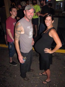 Tim Barry meets eight-months pregnant attendee Dixie Ross at Fest 10.  