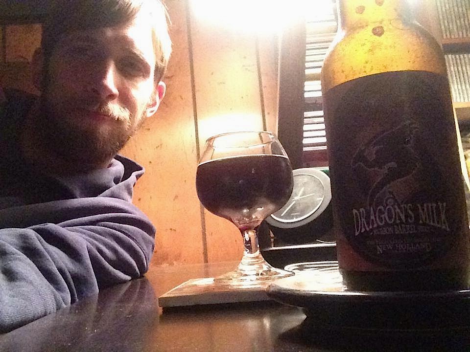Mike Supina enjoys some late-night Dragon's Milk